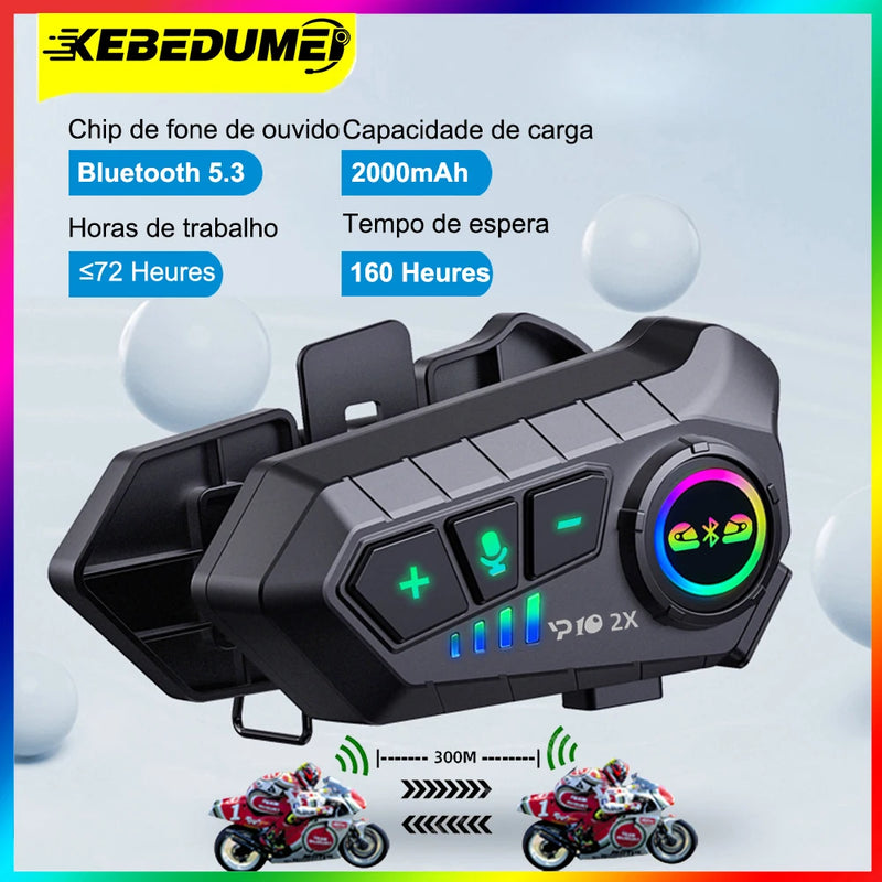 Moto Kebidumei YP10 – Bluetooth  à Prova d’Água, Headset de Capacete